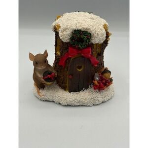 Charming Tails Mouse Tree Stump House Christmas Light Up Figurine Holiday Decor